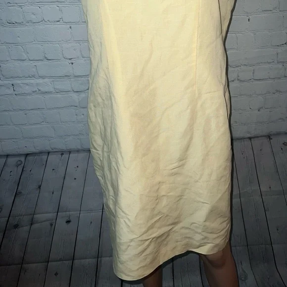 Laura Scott light yellow sleeveless linen / rayon dress size 14 - Picture 3 of 11